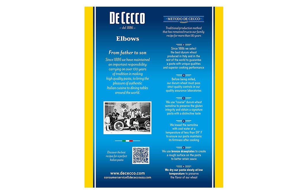 De Cecco Pasta Elbows no. 81    Box  453 grams